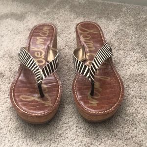 Sam Edelman Romy Blk Ivry Zebra Wedges
